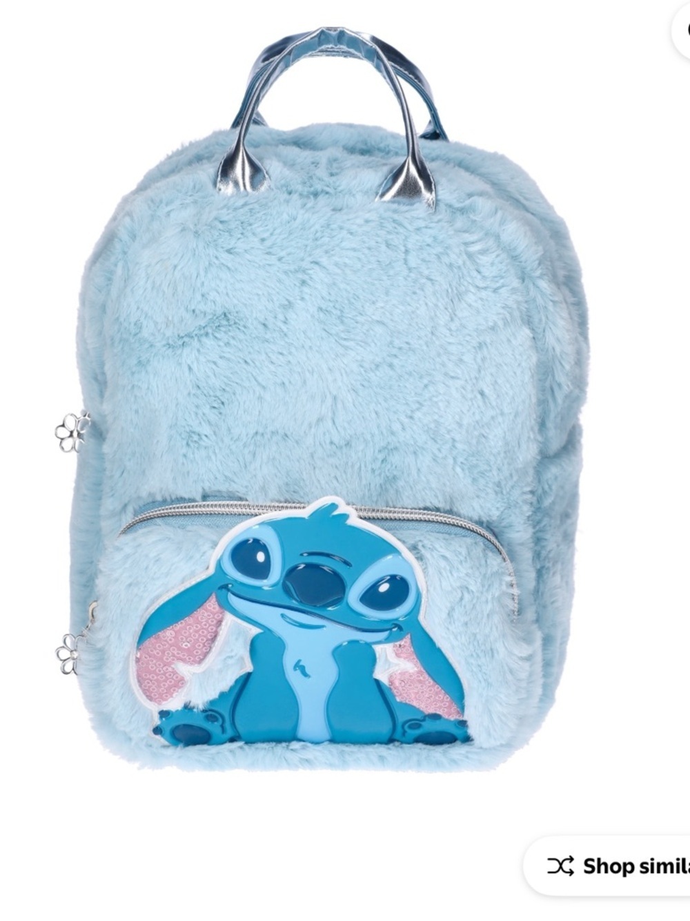 Lilo & Stitch Girls Faux Fur Mini Backpack Blue Character New Adjustable Pockets